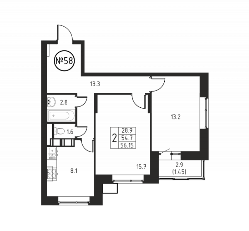 2 ккв 56,2 м²