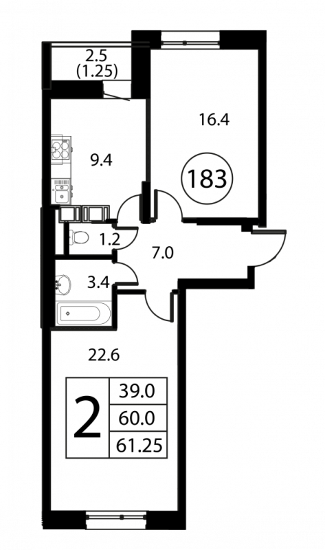 2 ккв 61,3 м²