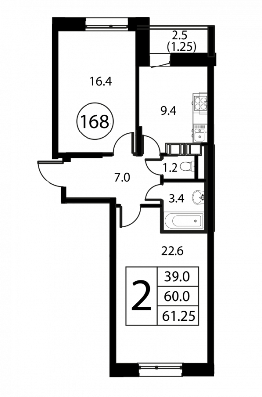 2 ккв 61,3 м²