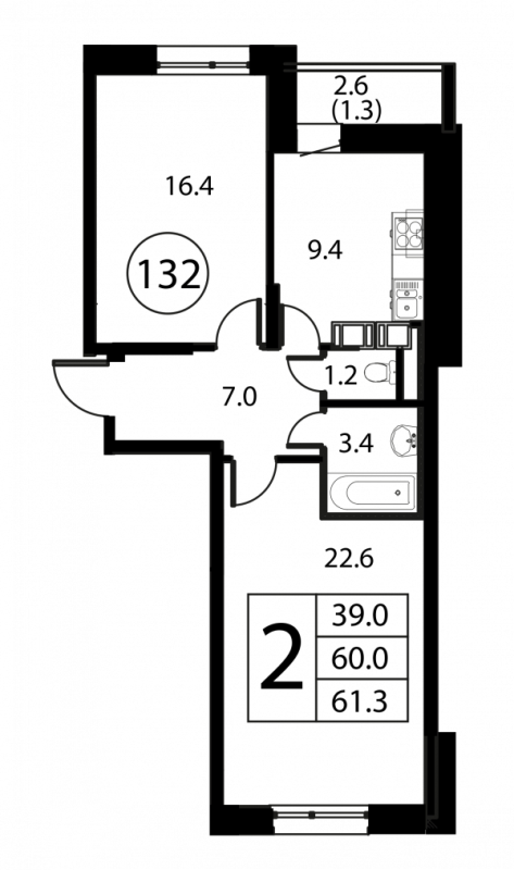 2 ккв 61,3 м²
