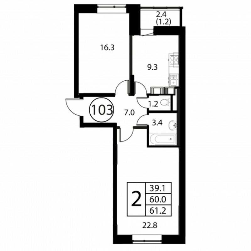 2 ккв 61,2 м²