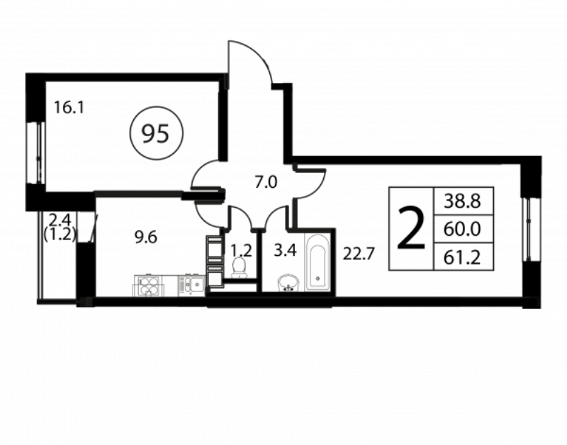 2 ккв 61,2 м²