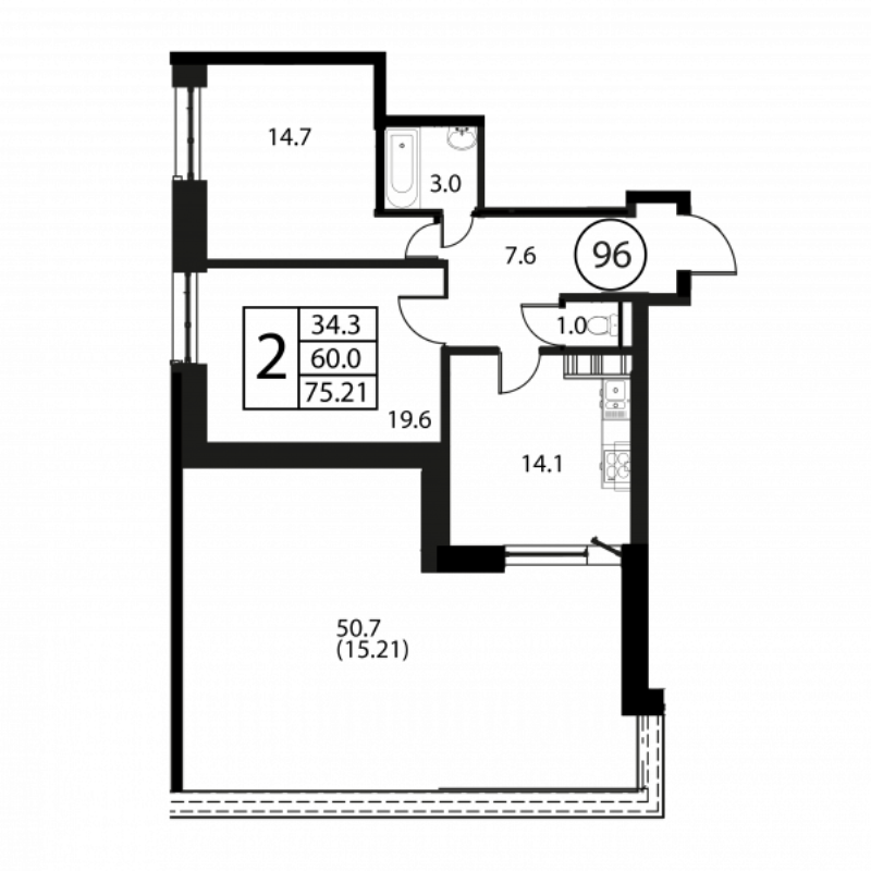 2 ккв 75,2 м²