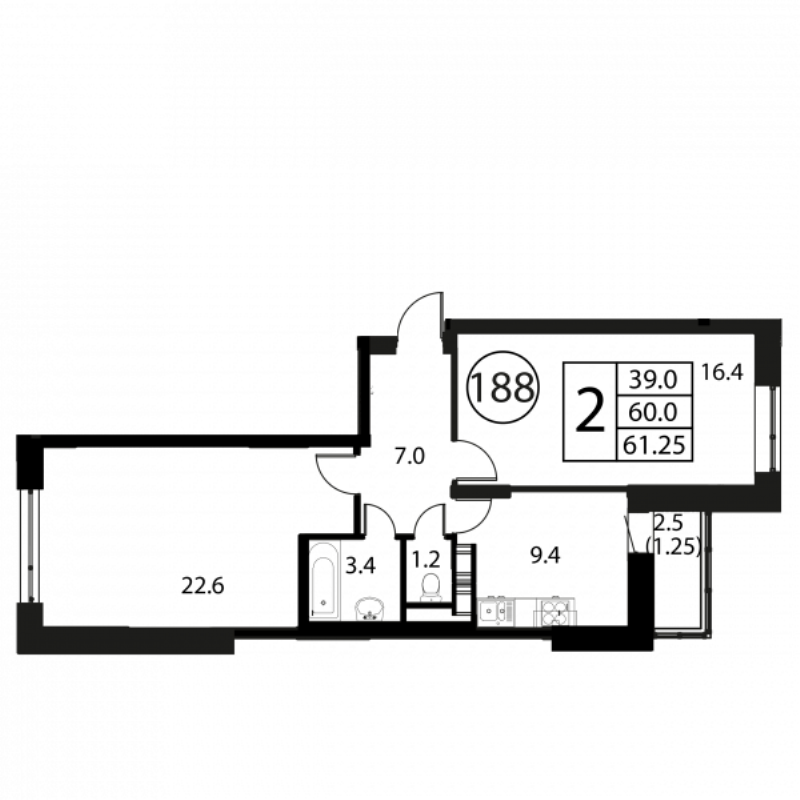 2 ккв 61,3 м²