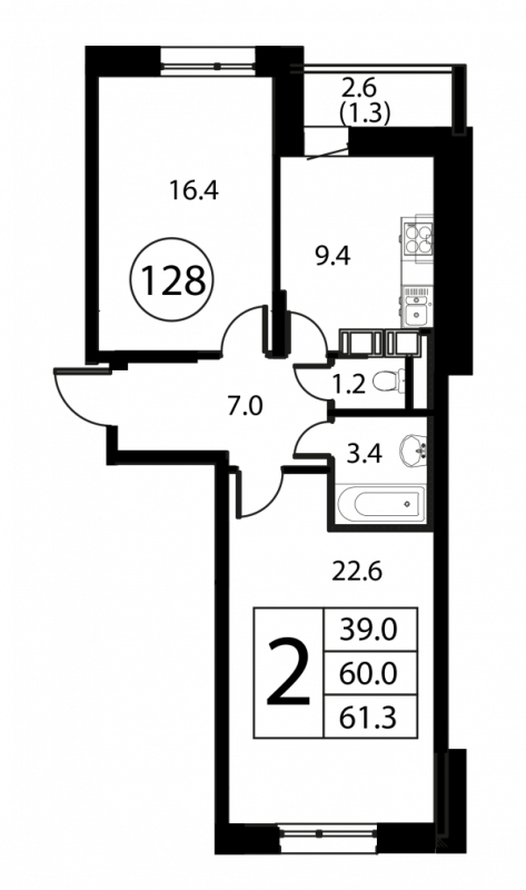2 ккв 61,3 м²
