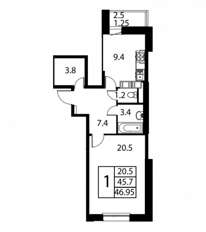 1 ккв 47 м²