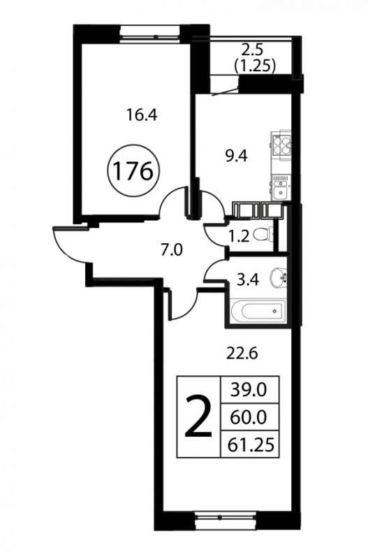 2 ккв 61,3 м²