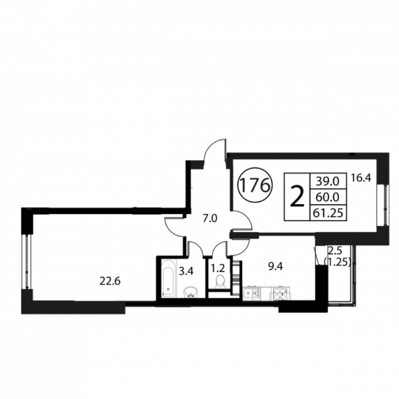 2 ккв 61,3 м²