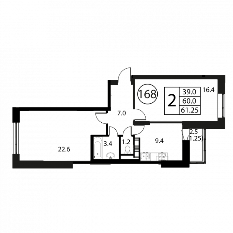2 ккв 61,3 м²