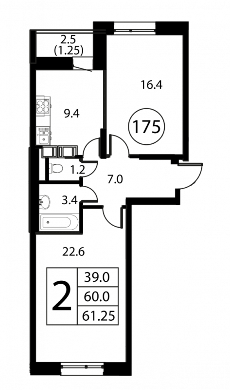 2 ккв 61,3 м²