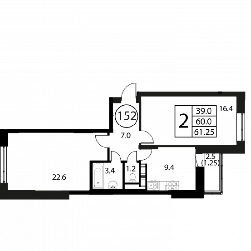 2 ккв 61,3 м²