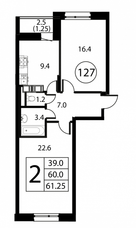 2 ккв 61,3 м²