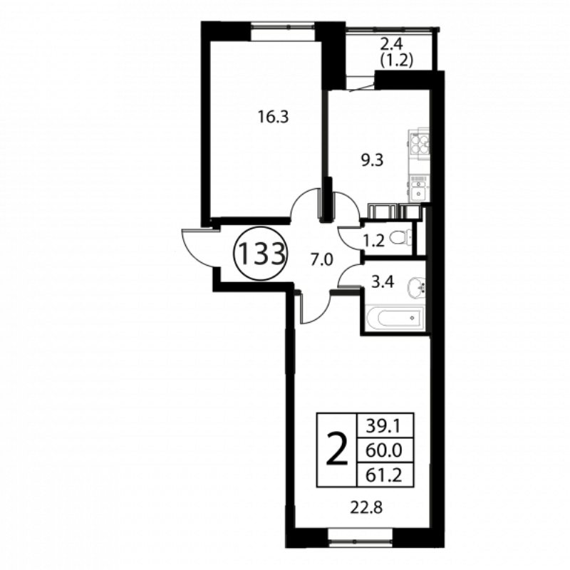 2 ккв 61,2 м²