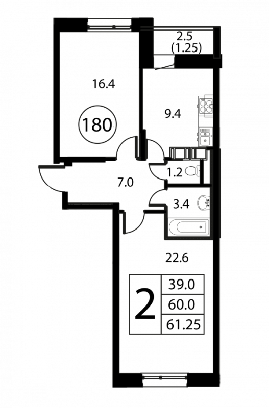 2 ккв 61,3 м²