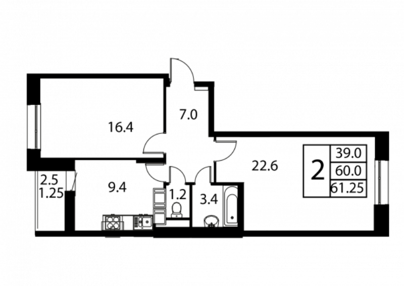 2 ккв 61,3 м²