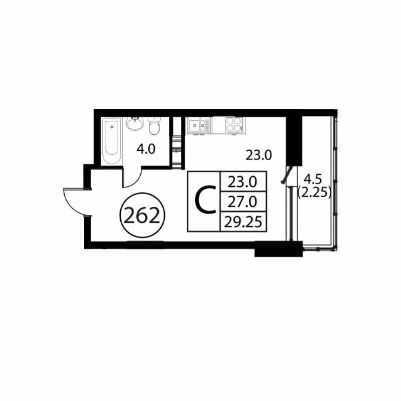 Студия 29,3 м²