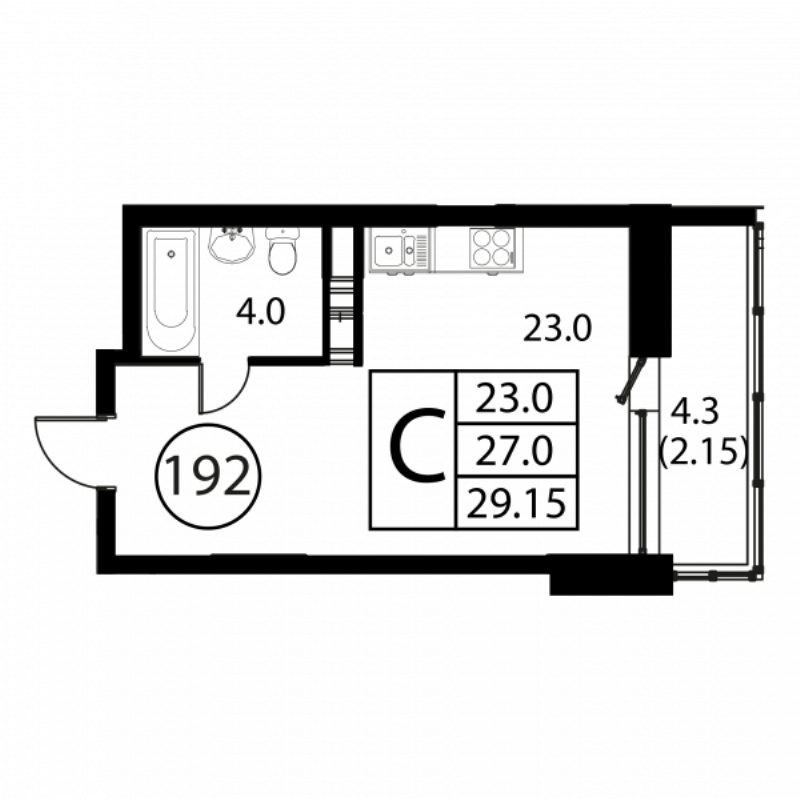 Студия 29,2 м²