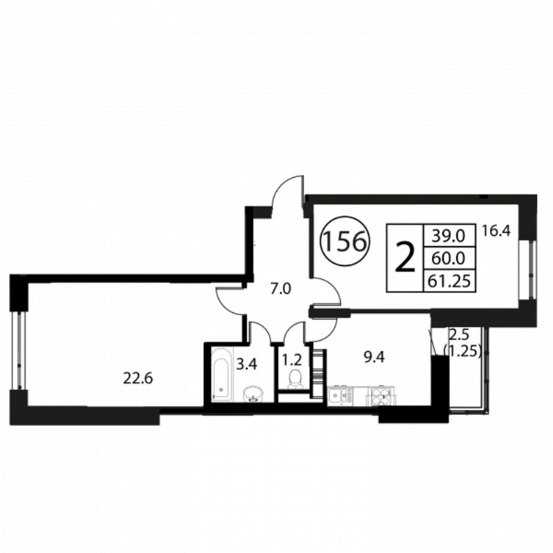 2 ккв 61,3 м²