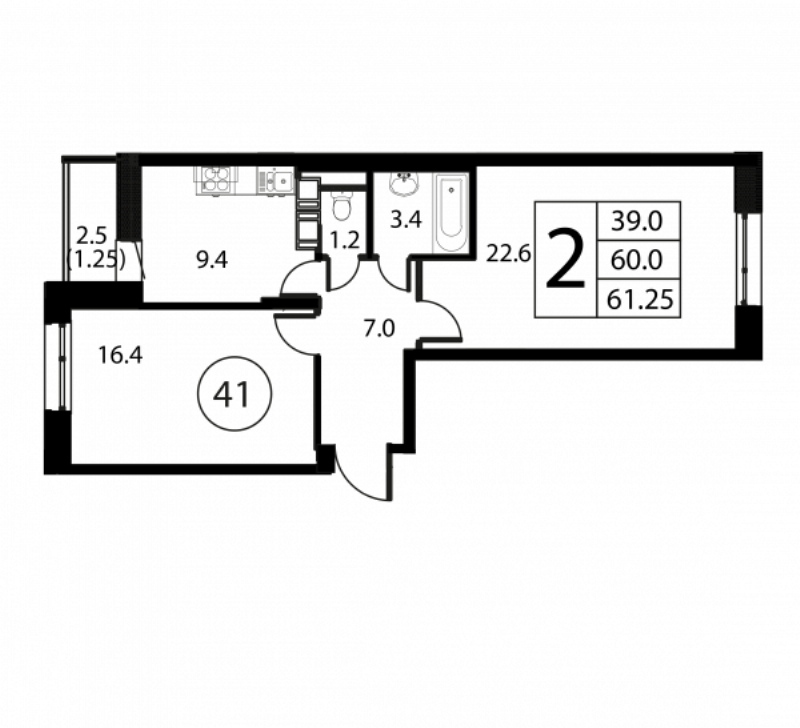 2 ккв 61,3 м²