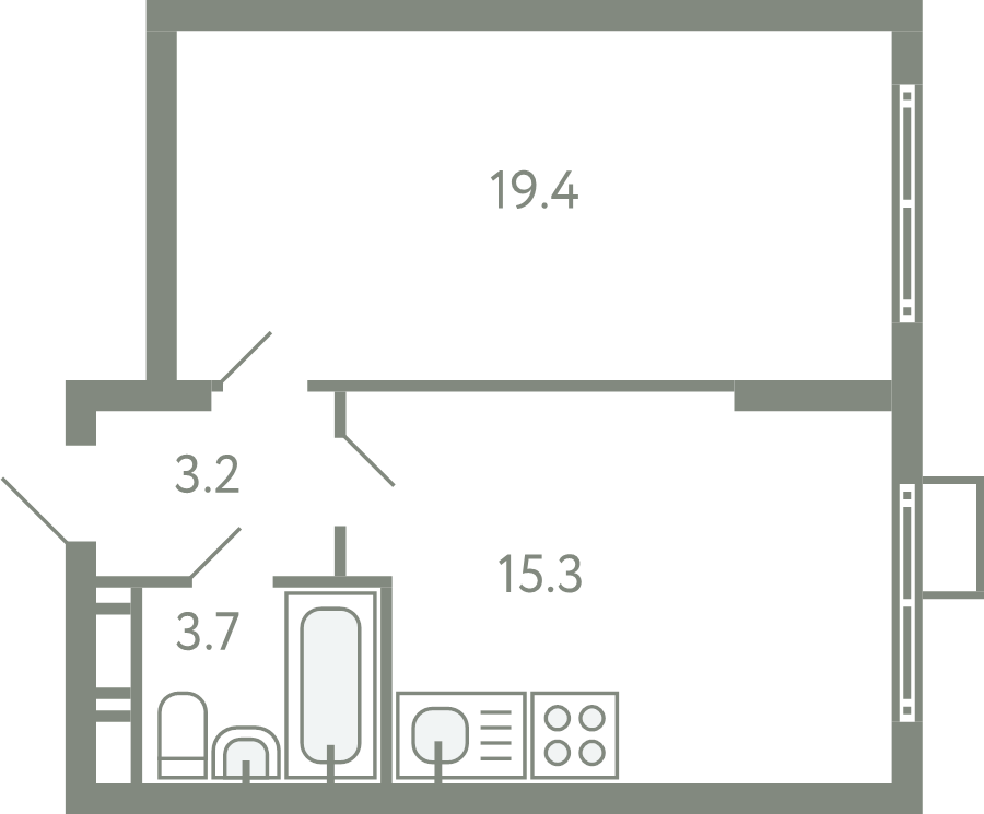 2 ккв (Евро) 40,9 м²