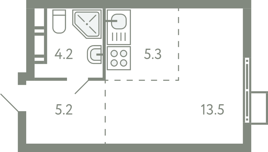 Студия 27,8 м²