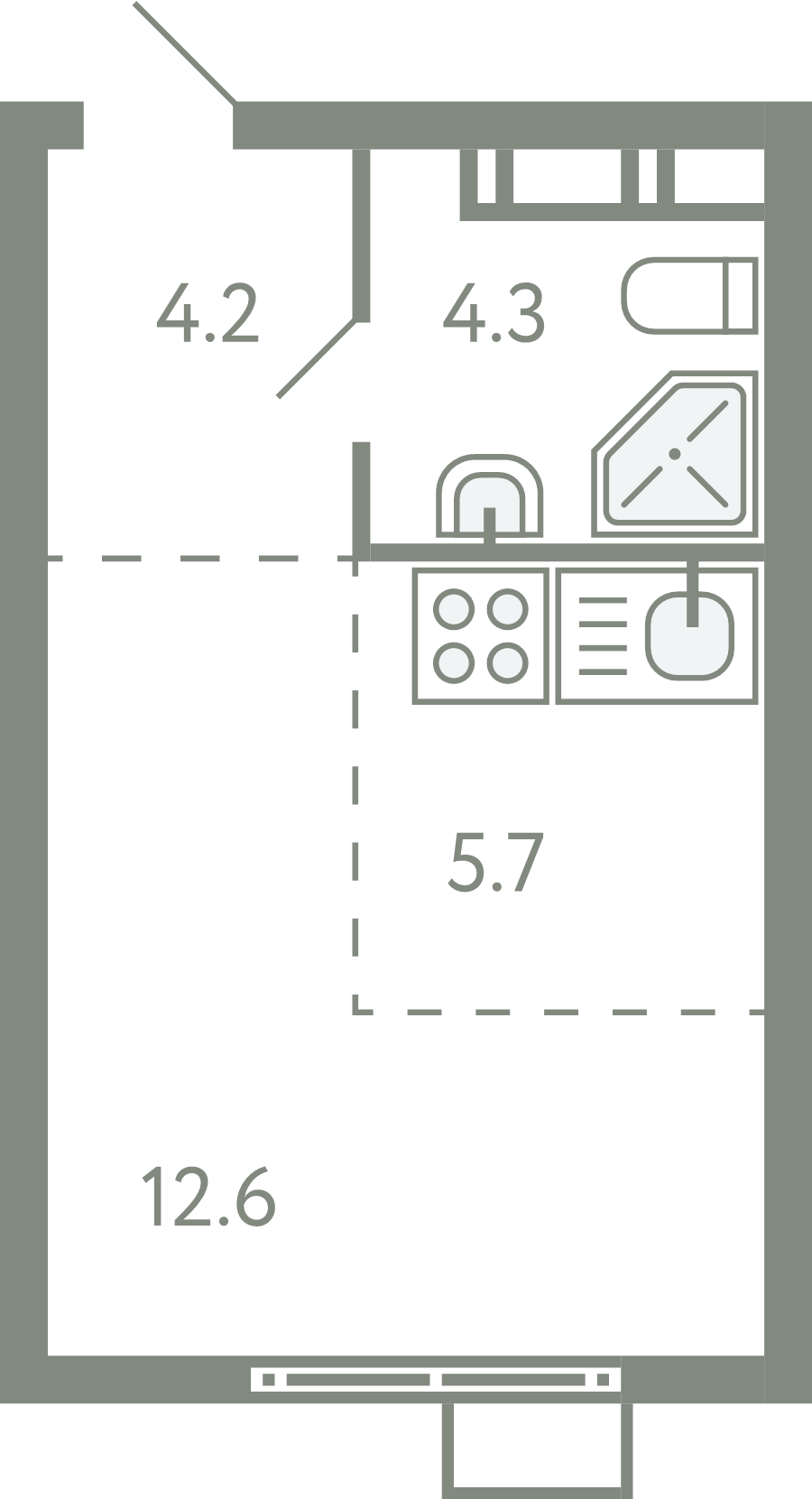 Студия 26,6 м²