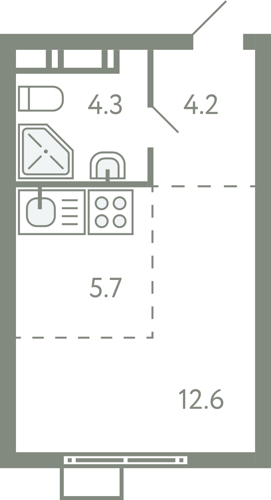 Студия 26,4 м²