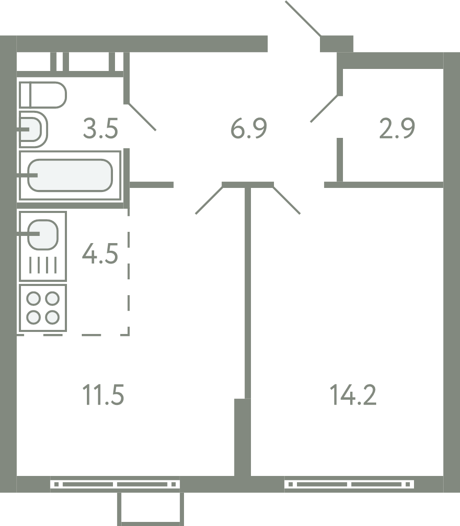 2 ккв (Евро) 43 м²