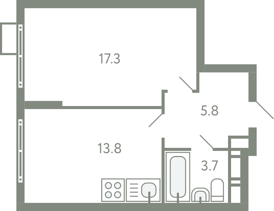 1 ккв 39,6 м²