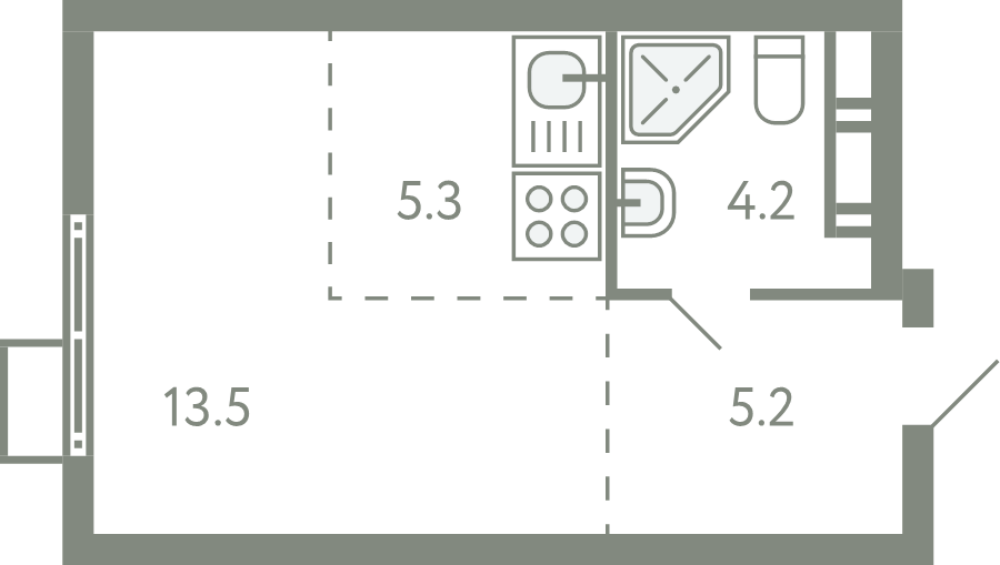 Студия 27,9 м²