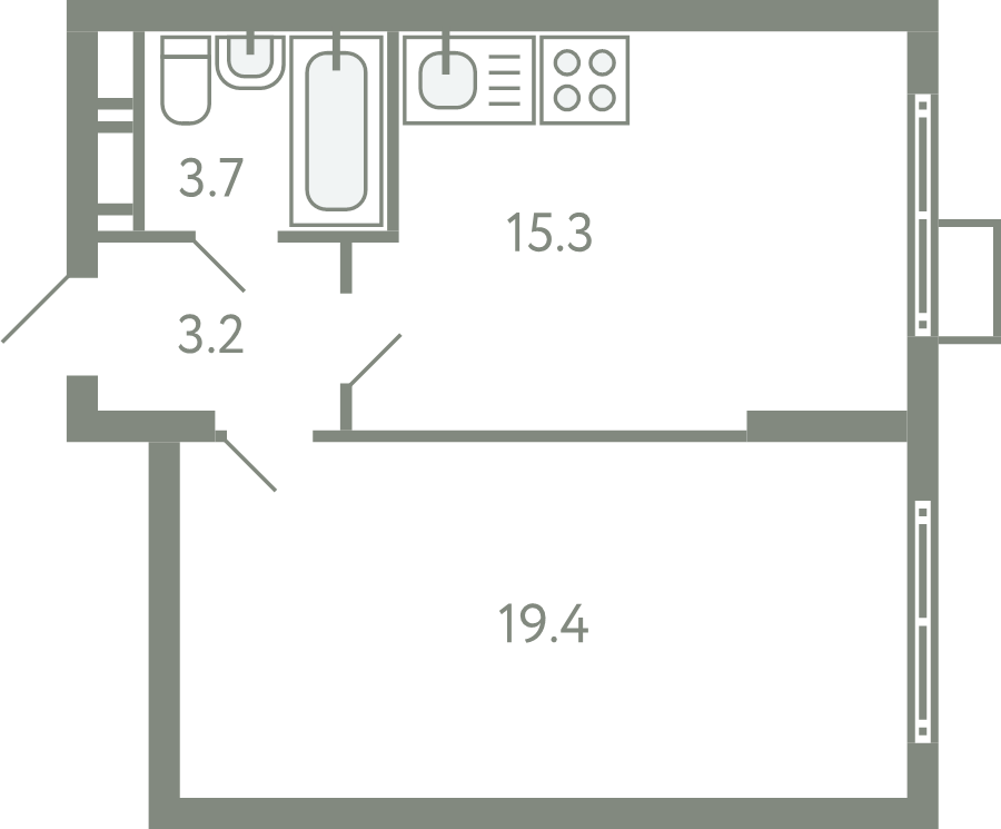 2 ккв (Евро) 40,8 м²
