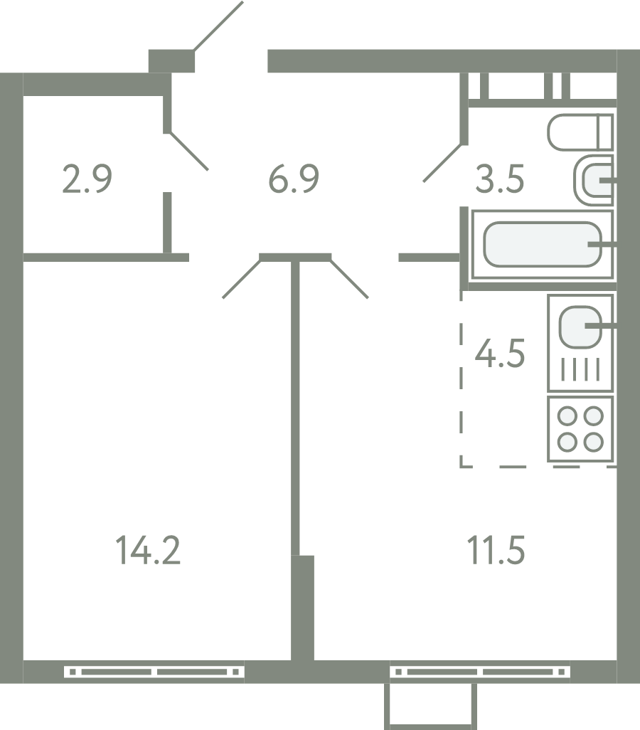 2 ккв (Евро) 42,5 м²