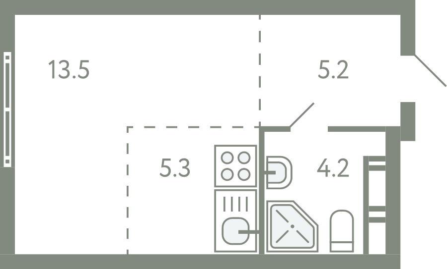 Студия 27,5 м²