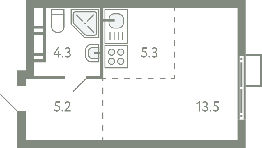 Студия 27,8 м²