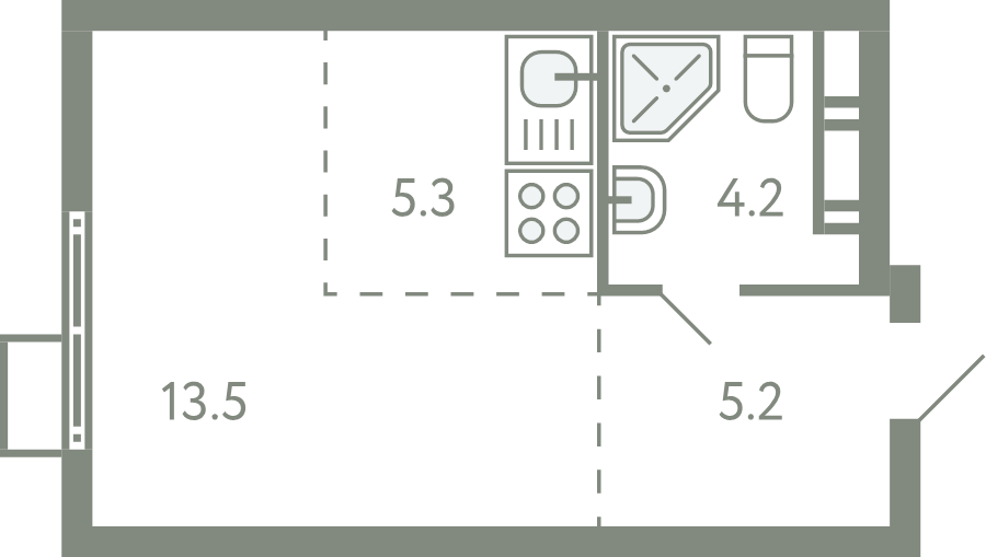 Студия 27,7 м²