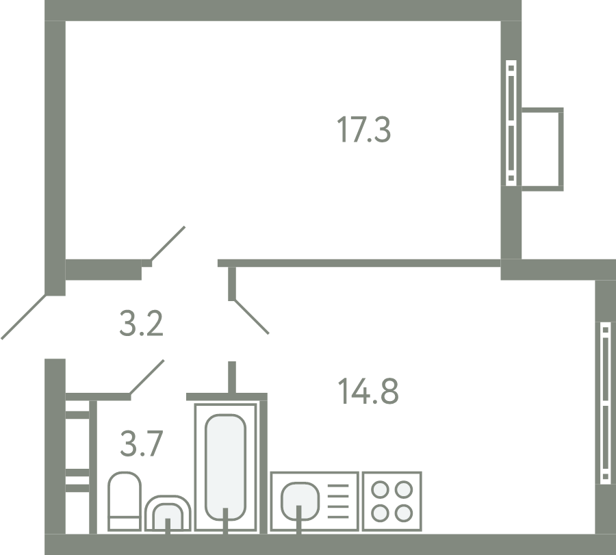 1 ккв 38,3 м²