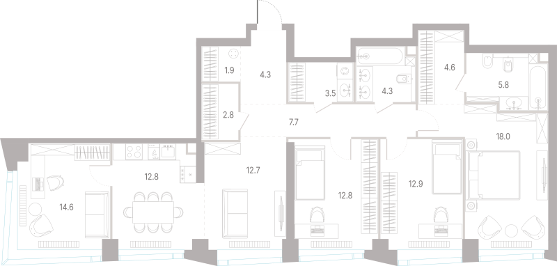 5 ккв (Евро) 118,6 м²