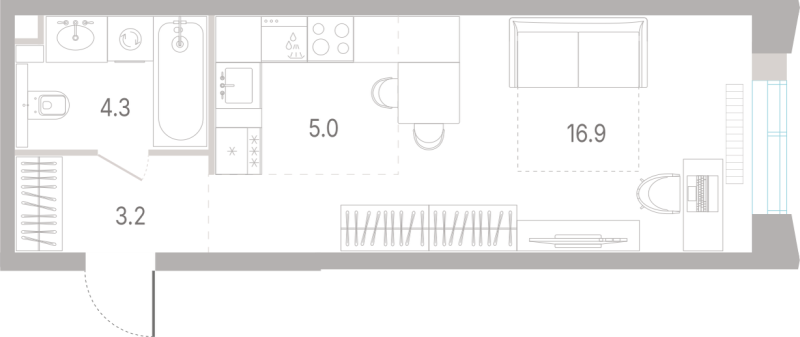 Студия 29,4 м²