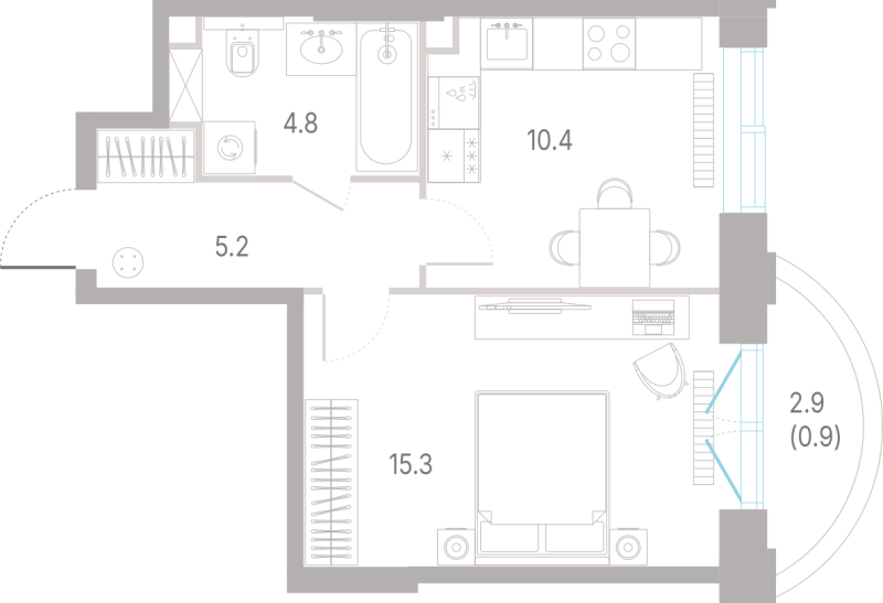 1 ккв 36,6 м²