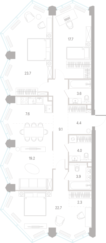 4 ккв (Евро) 118,2 м²
