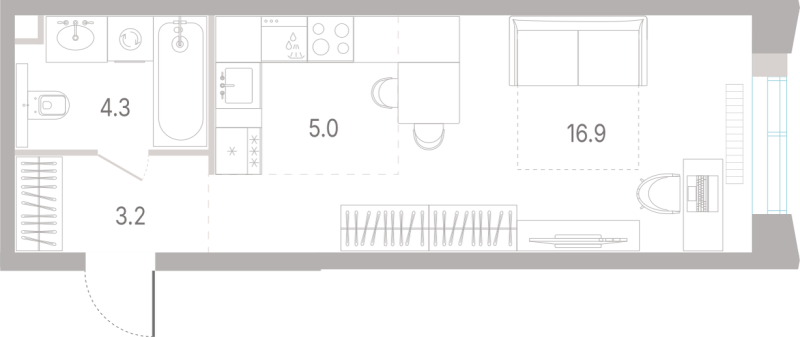 Студия 29,4 м²