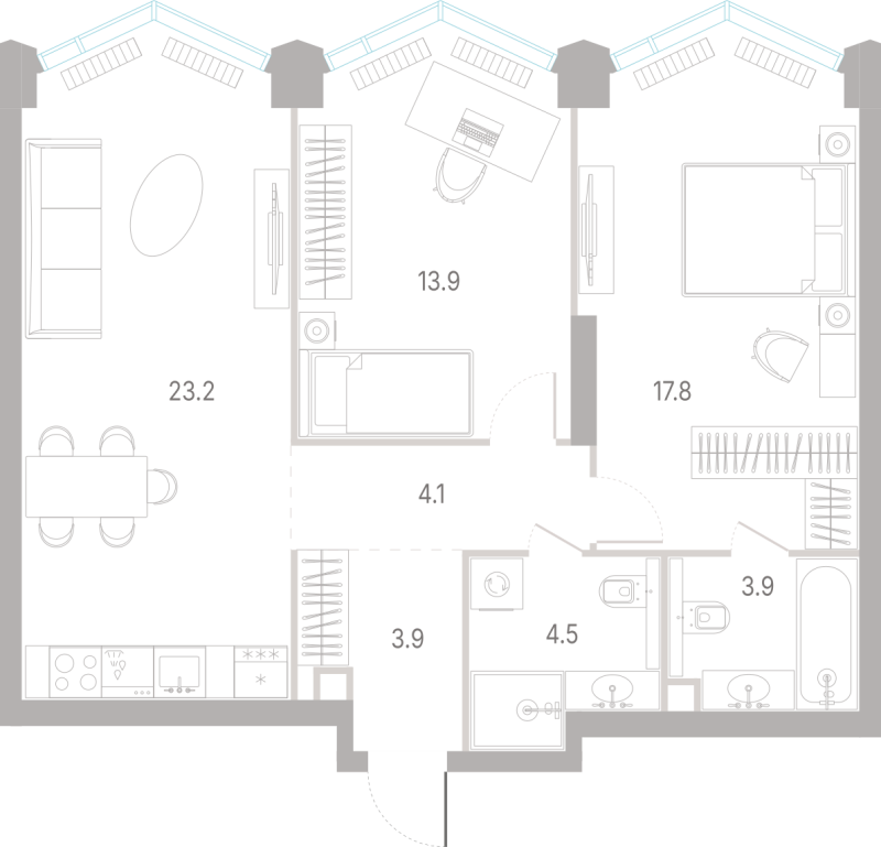 3 ккв (Евро) 71,3 м²