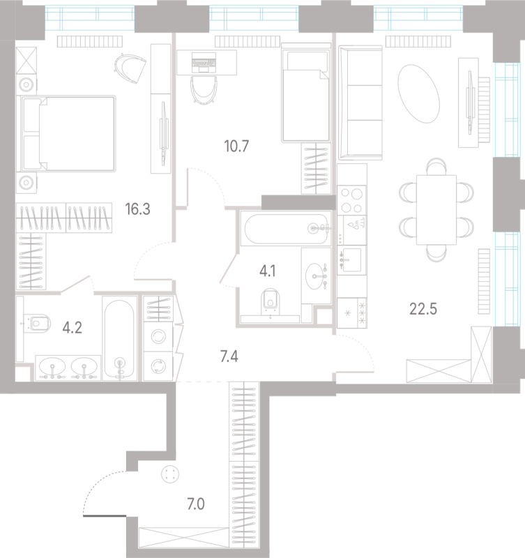 3 ккв (Евро) 72,2 м²