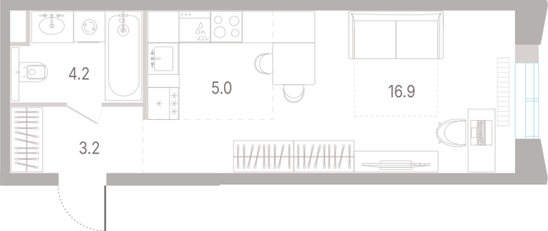 Студия 29,3 м²