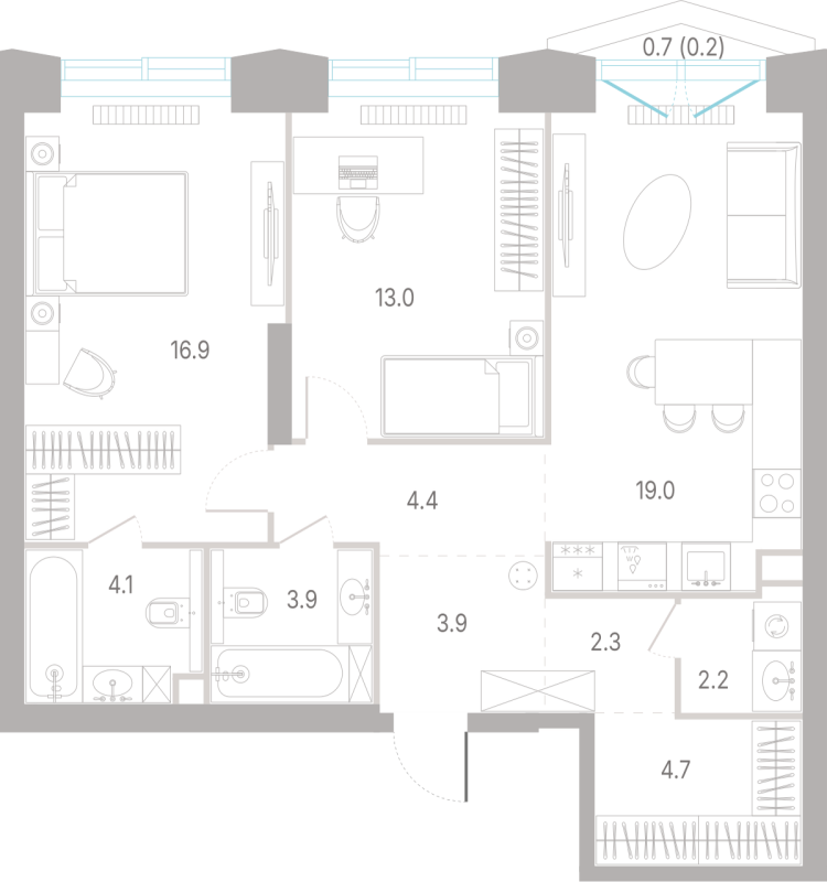 3 ккв (Евро) 74,6 м²