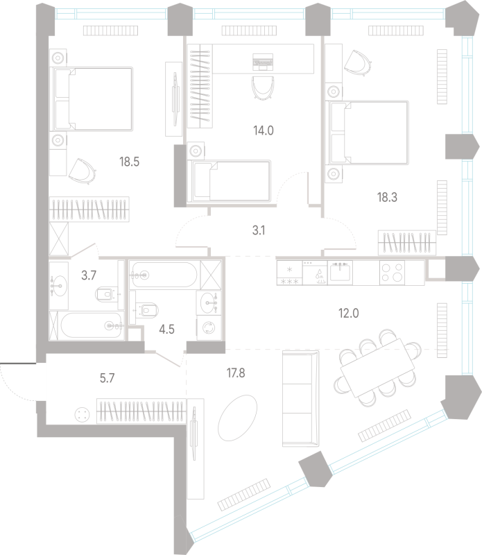 4 ккв (Евро) 97,7 м²