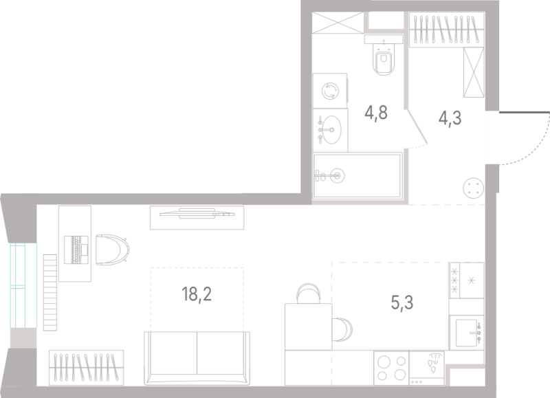 Студия 32,6 м²