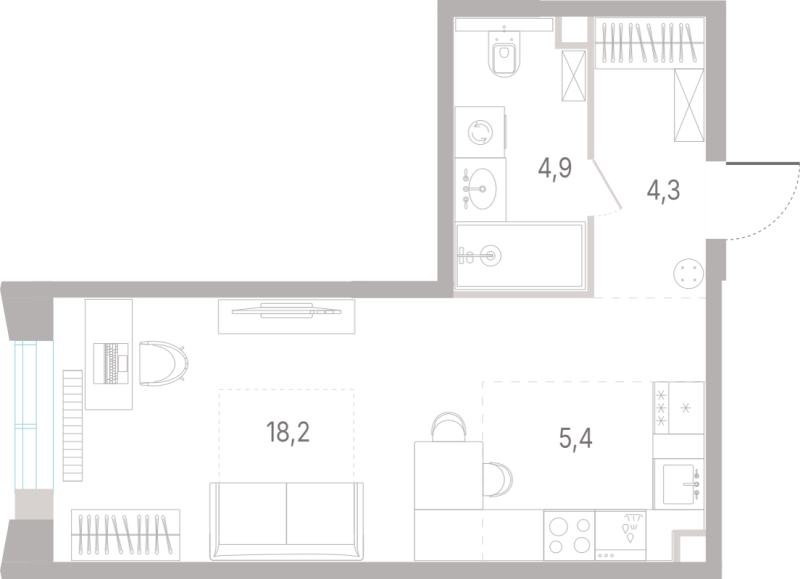 Студия 32,8 м²