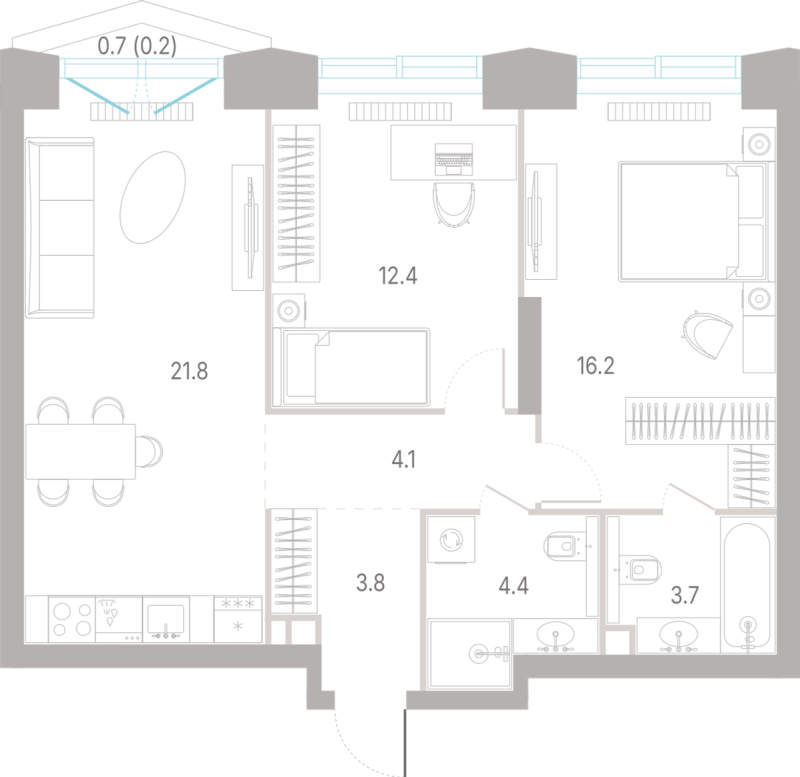 3 ккв (Евро) 66,6 м²