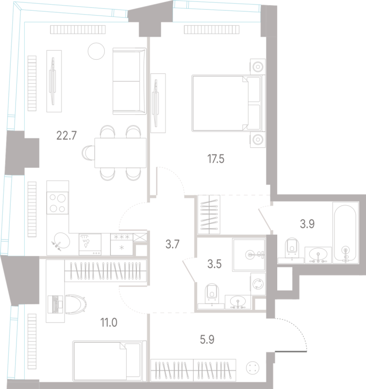 3 ккв (Евро) 68,2 м²